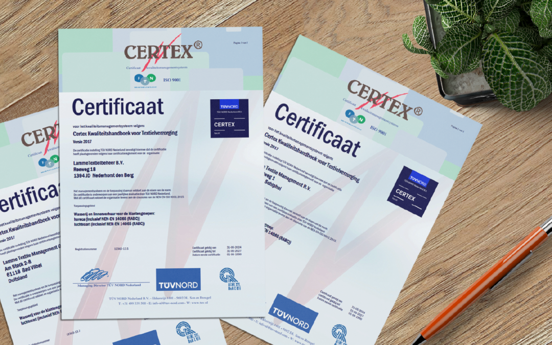 Drie nieuwe Certex-certificaten voor Lamme Textielbeheer